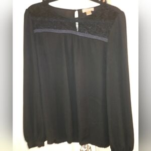 LOFT Black Lace Detail Blouse